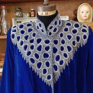 Trypophobia blue velvet beaded vintage jacket